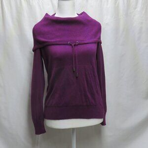 Jones New York Women's Pullover Drawstring Cowl with Front Pocket Sweater